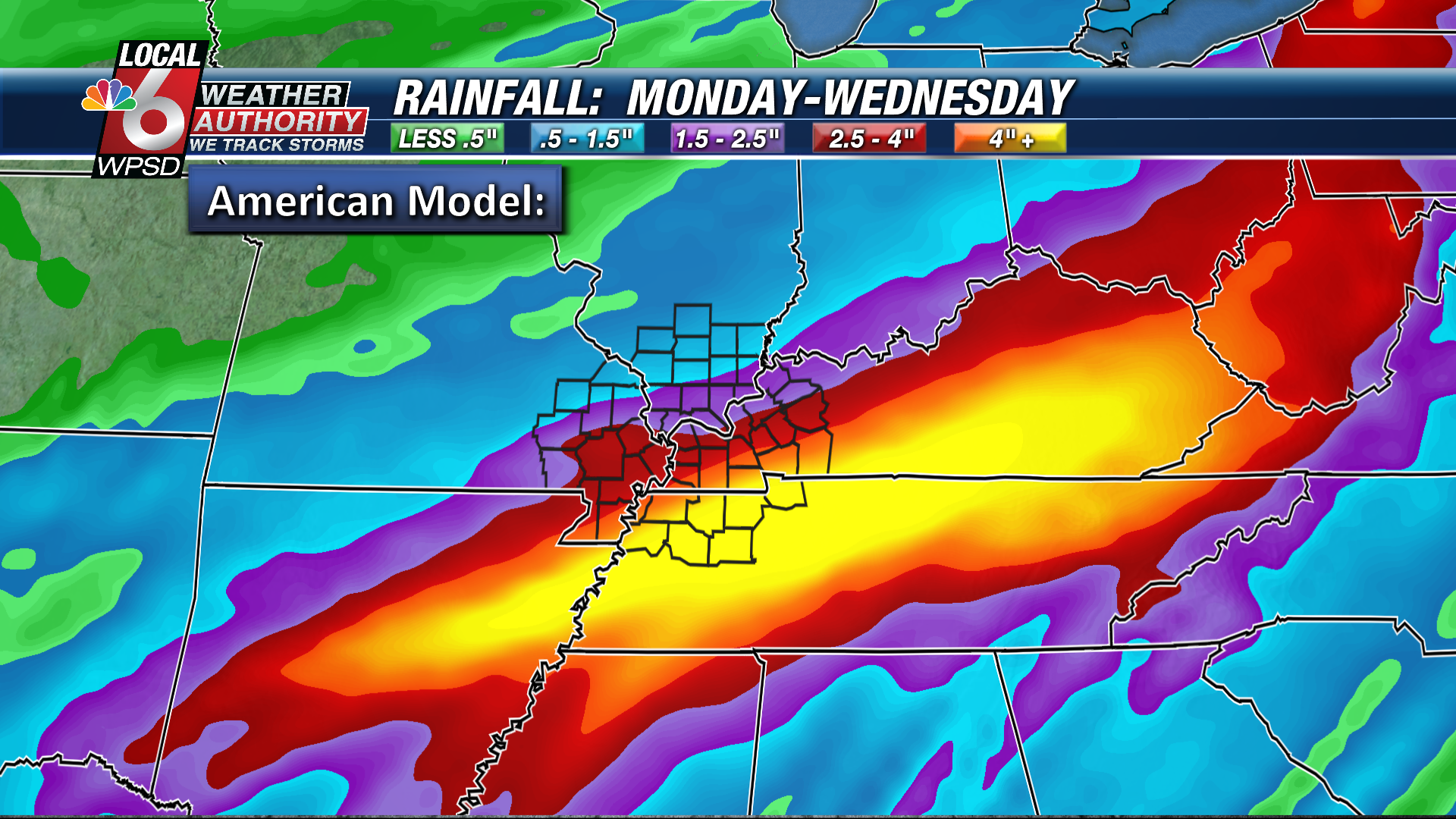 GFS model rainfall